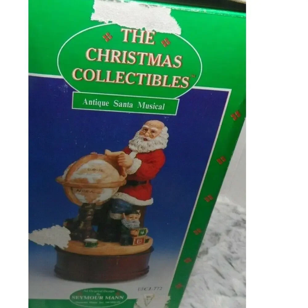 Vintage Seymour Mann Musical Santa Claus Is Coming To Town Porcelain Music Box